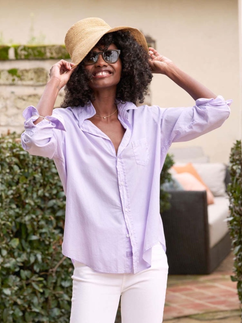 Frank and Eileen The Eileen Cotton Button Up in Lilac M